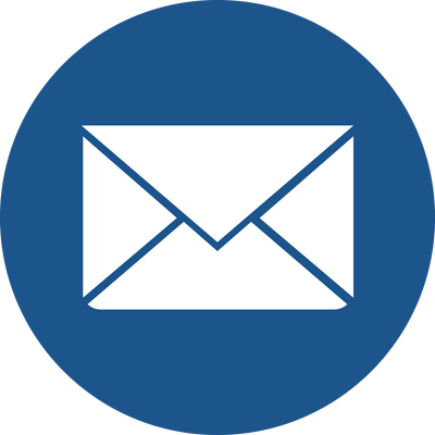 Email message icon in blue circle